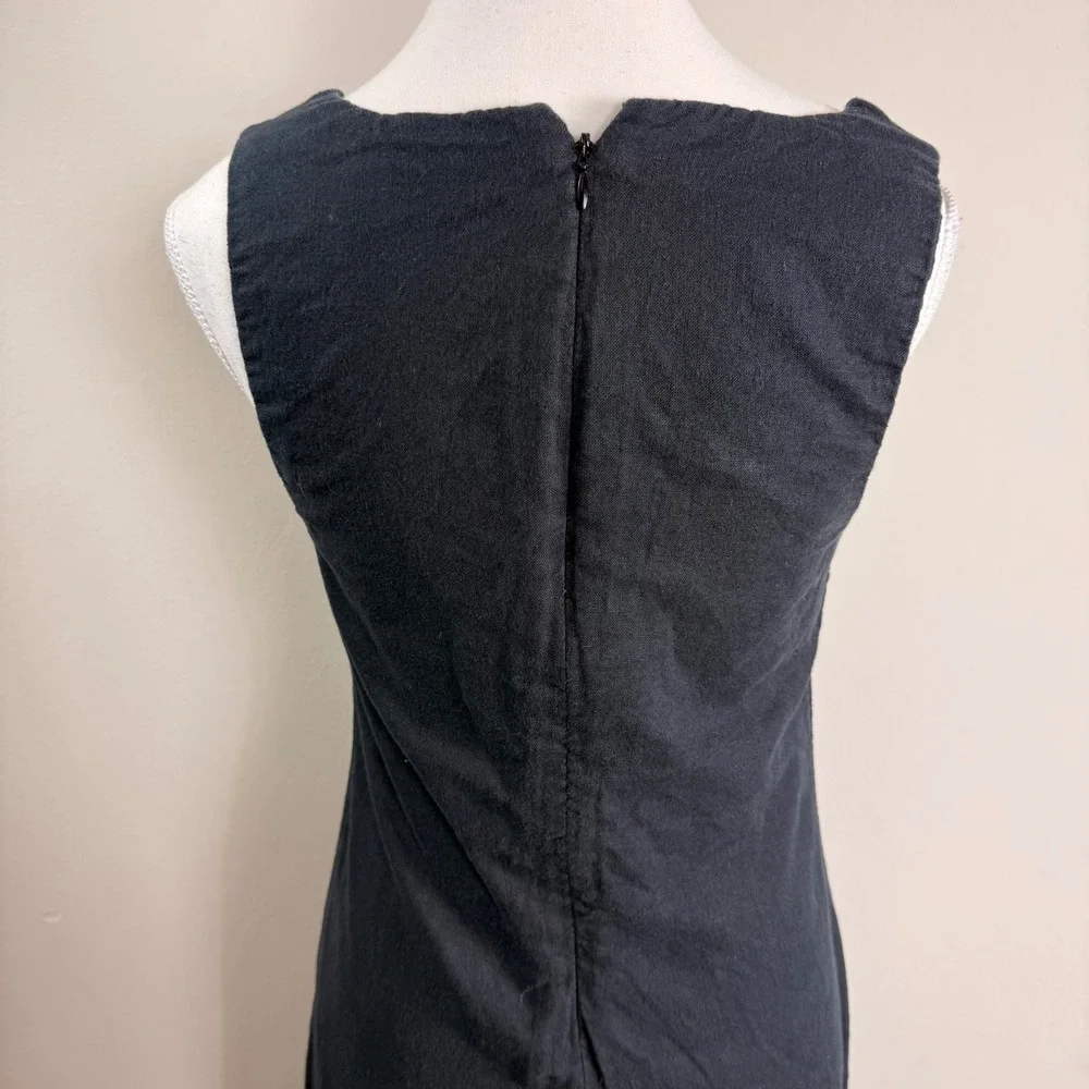 Abercrombie & Fitch Black Linen Blend Square Neck Shift Maxi Dress Sleeveless Sm - Picture 7 of 15
